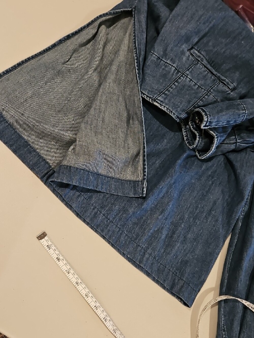 Free People Wide-Leg Soft Chambray Jeans - Dark Blue 0103 - Picture 8 of 16